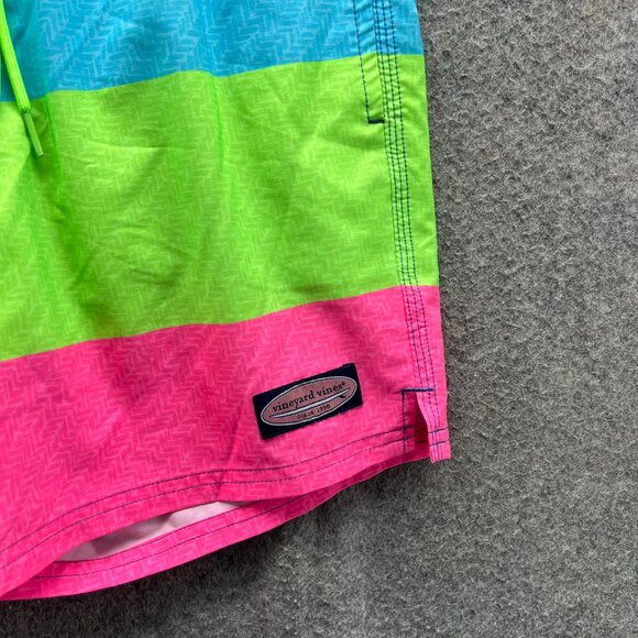 Vineyard Vines Board Shorts Men XS Striped Swim Trunks Multicolor Blue Green - Picture 7 of 10